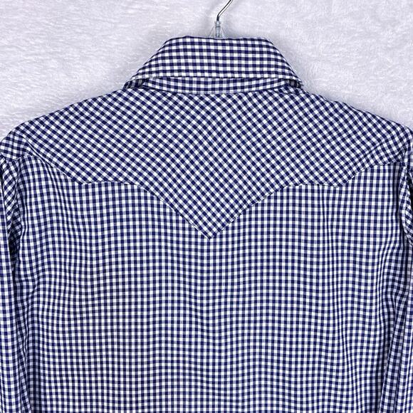 VTG 70s Dickson Jenkins Pearl Snap Western Shirt Mens 16/36 (M) Blue Gingham USA - Picture 9 of 10